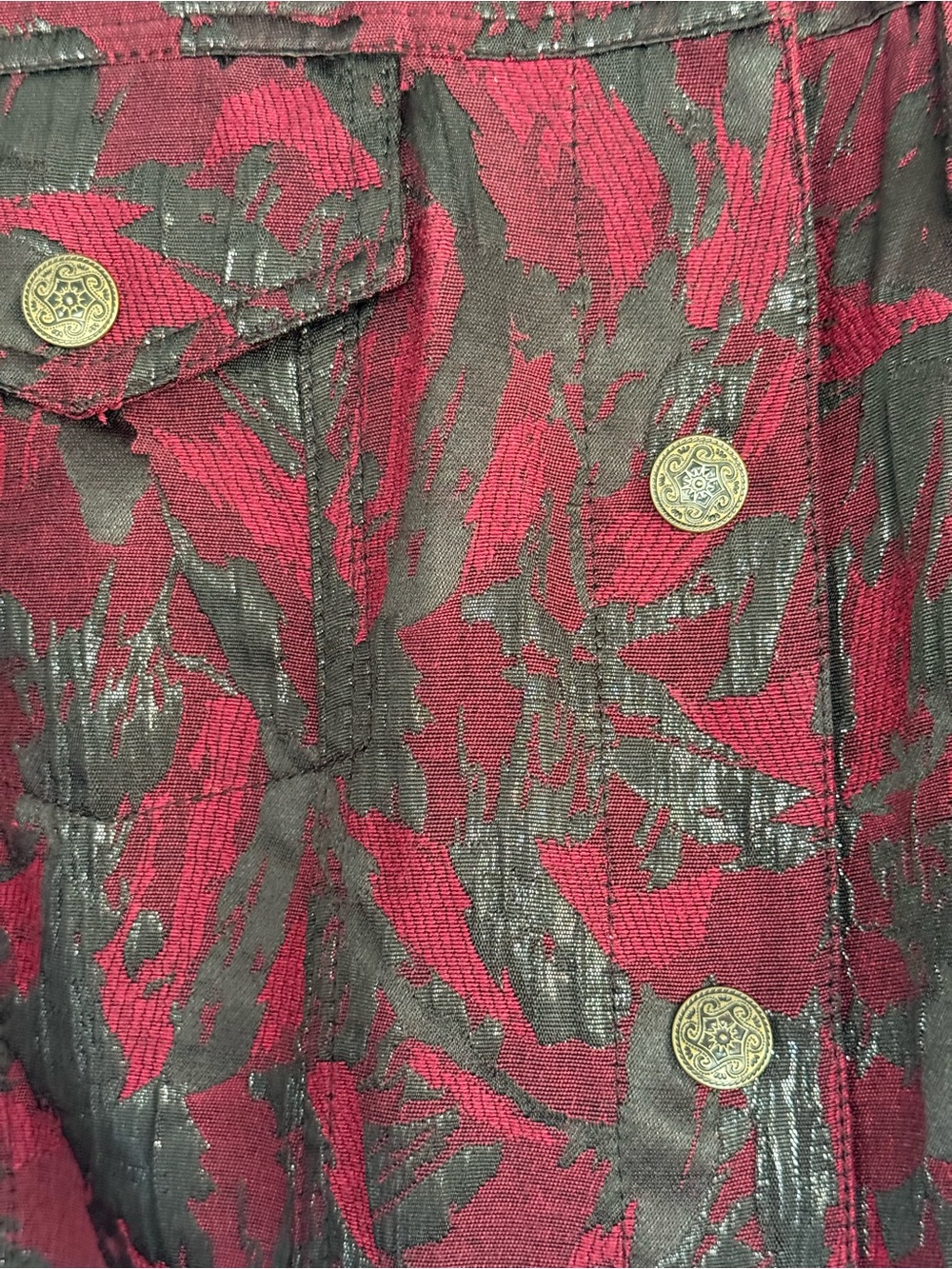 Ruby Rd. Red and Black Patterned Jean Jacket - Picture 10 of 10